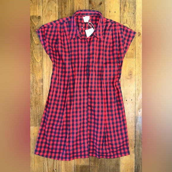Ijoah Dresses & Skirts - IJOAH Red and Blue Plaid Shirt Dress